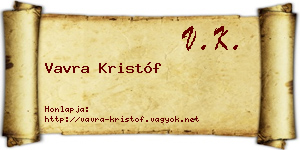 Vavra Kristóf névjegykártya